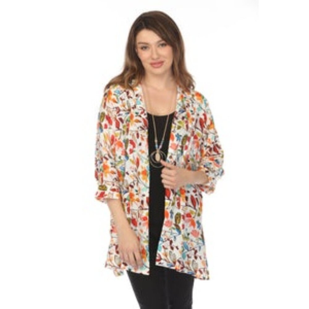 Multi Color Nature Print Open Top/Shirt